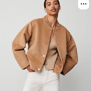 Ann Taylor Cropped Camel Bomber Jacket